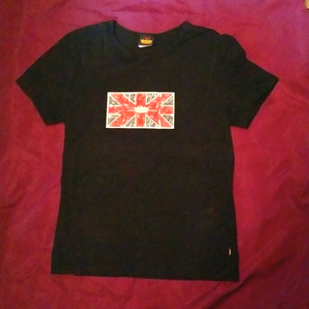 Todd Oldham Black Tee with Union Jack Design